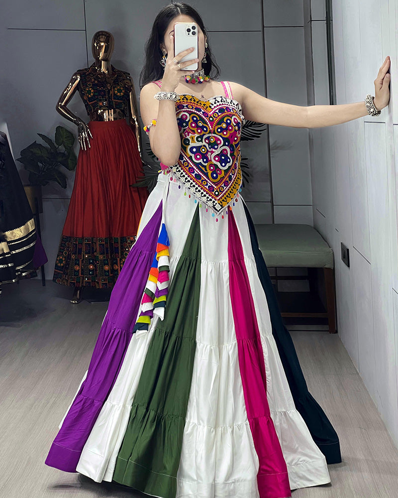 Colorful Multicolor Navratri Special Lehenga Choli with Vibrant Embroidery - ETHNICDEAL