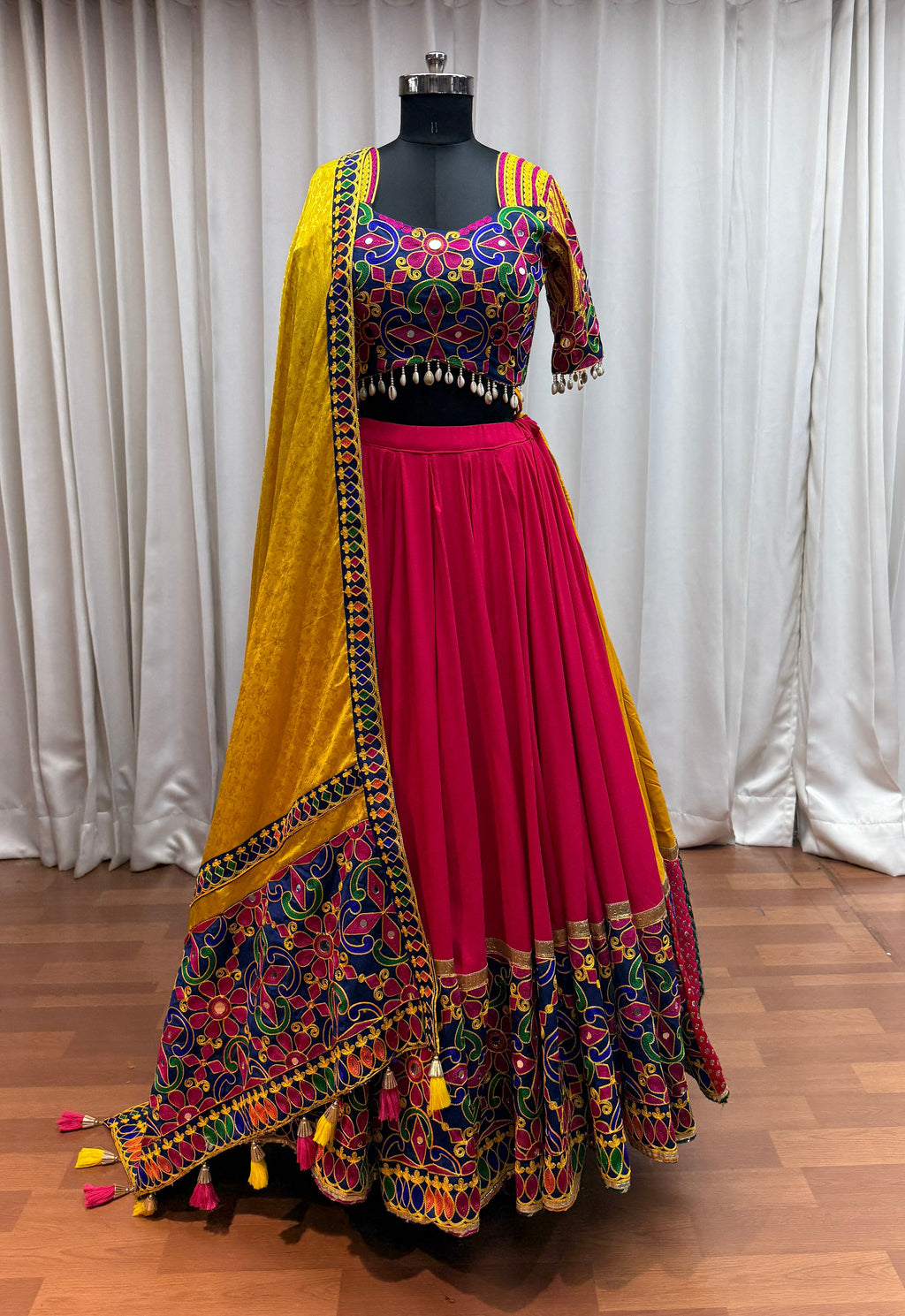 Multi Color Elegant Designer Navratri Stylish Viscose Cotton Lehenga Choli - ETHNICDEAL