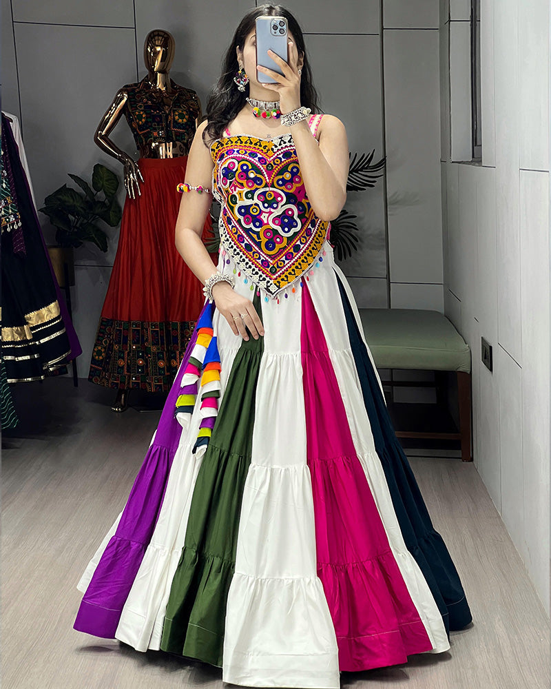 Colorful Multicolor Navratri Special Lehenga Choli with Vibrant Embroidery - ETHNICDEAL