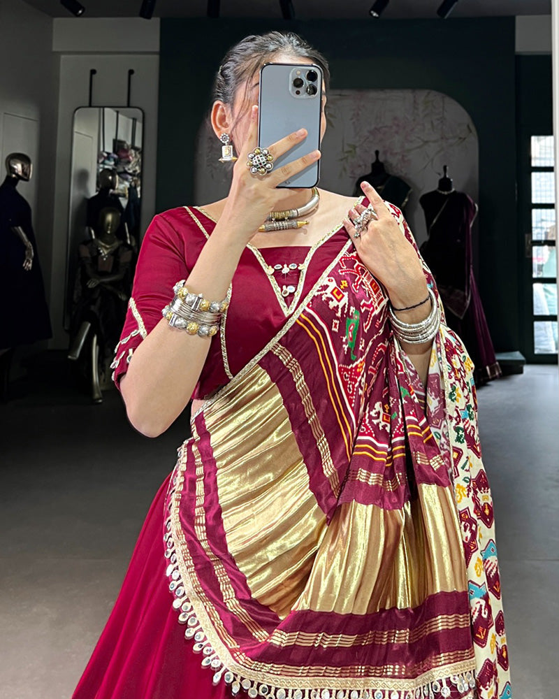 Maroon Color Georgette Silk Navratri Lehenga Choli - ETHNICDEAL