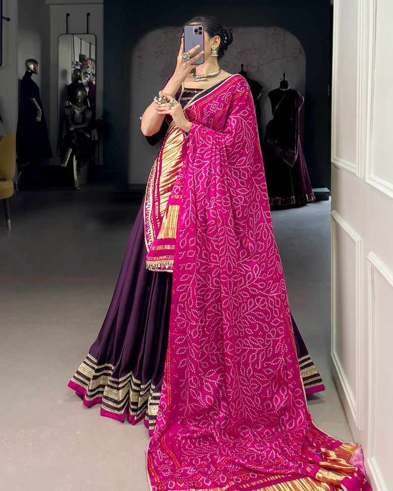 Purple Color Georgette Silk Navratri Lehenga Choli - ETHNICDEAL