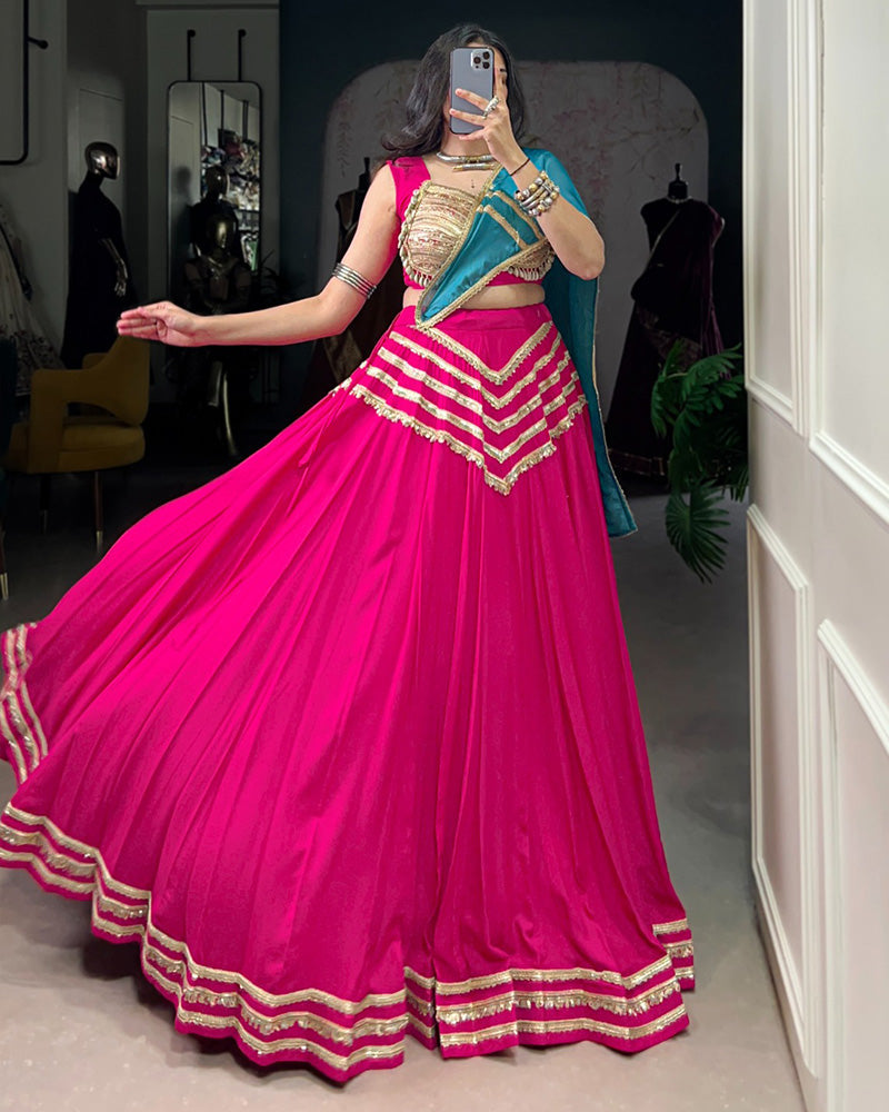 Traditional Pink Color Pure Rayon Lehenga Choli - ETHNICDEAL
