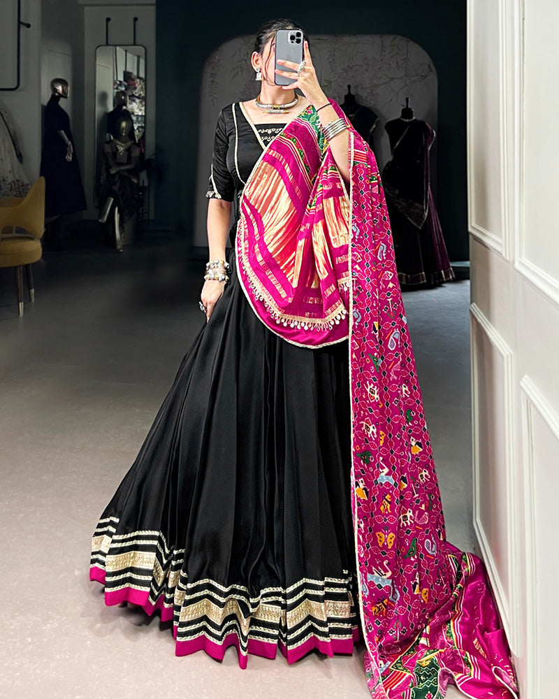Black Color Georgette Silk Navratri Lehenga Choli - ETHNICDEAL