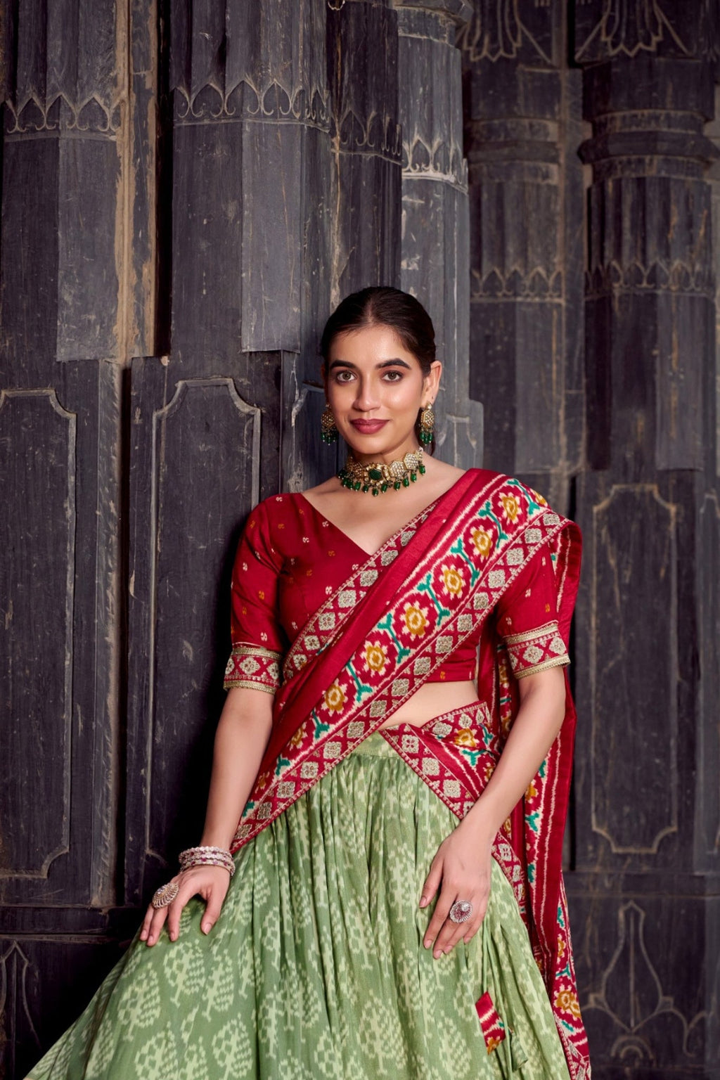 Traditional Ikkat Print Tussar Silk Designer Lehenga Choli - ETHNICDEAL