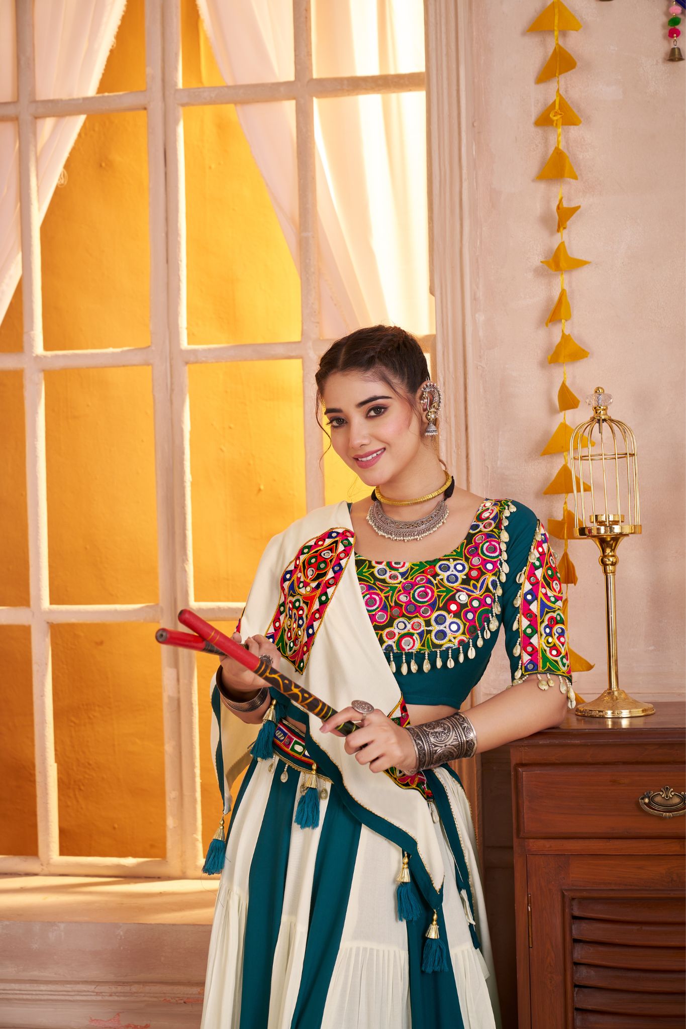 Multi Color Kutchi Patch Work Designer Navratri Lehenga Choli - ETHNICDEAL