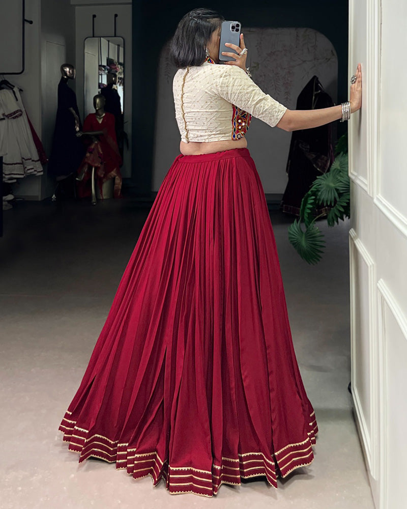 Elegant Maroon Pure Rayon Navratri Lehenga Choli for Women - ETHNICDEAL