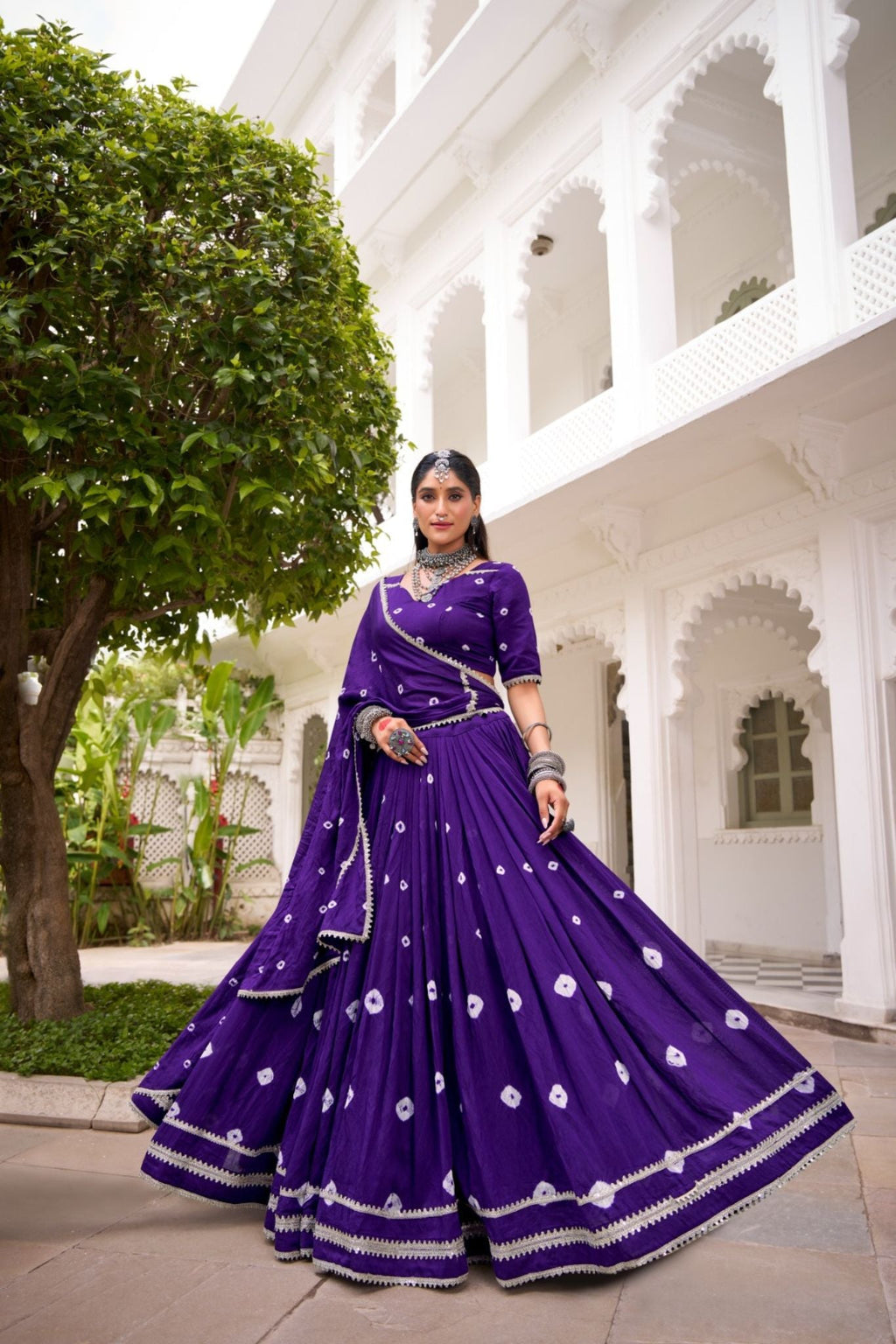 Traditional Bandhej Print Pure Chanderi Beautiful lehenga Choli - ETHNICDEAL
