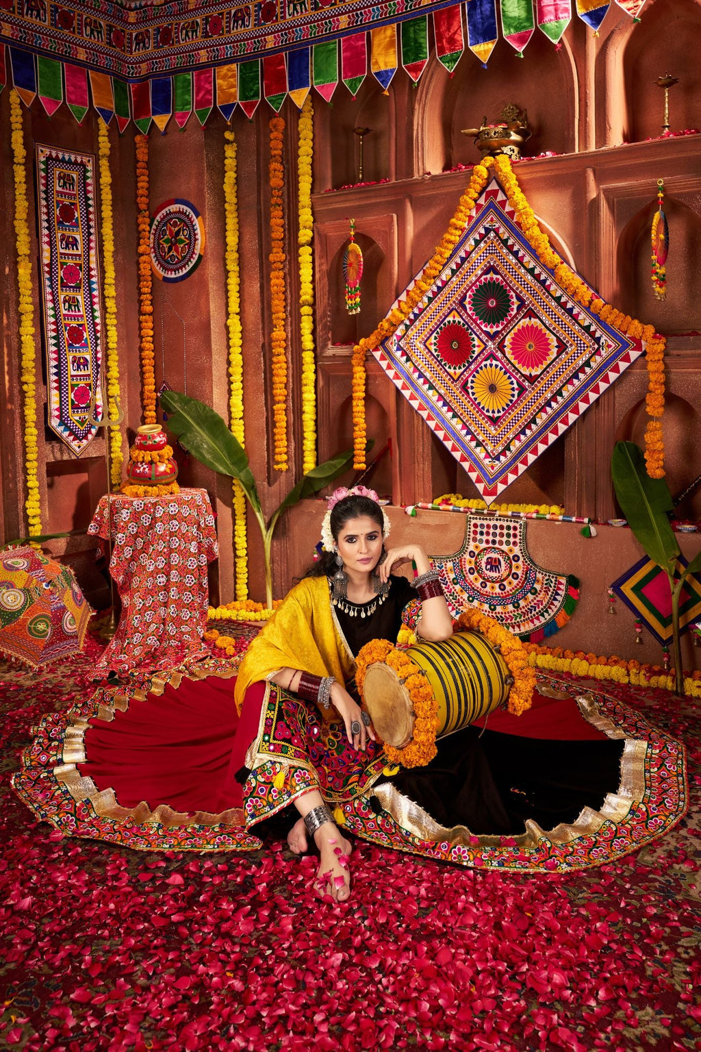 Multi Color Designer Viscose Cotton Traditional Navratri Special Lehenga Choli - ETHNICDEAL