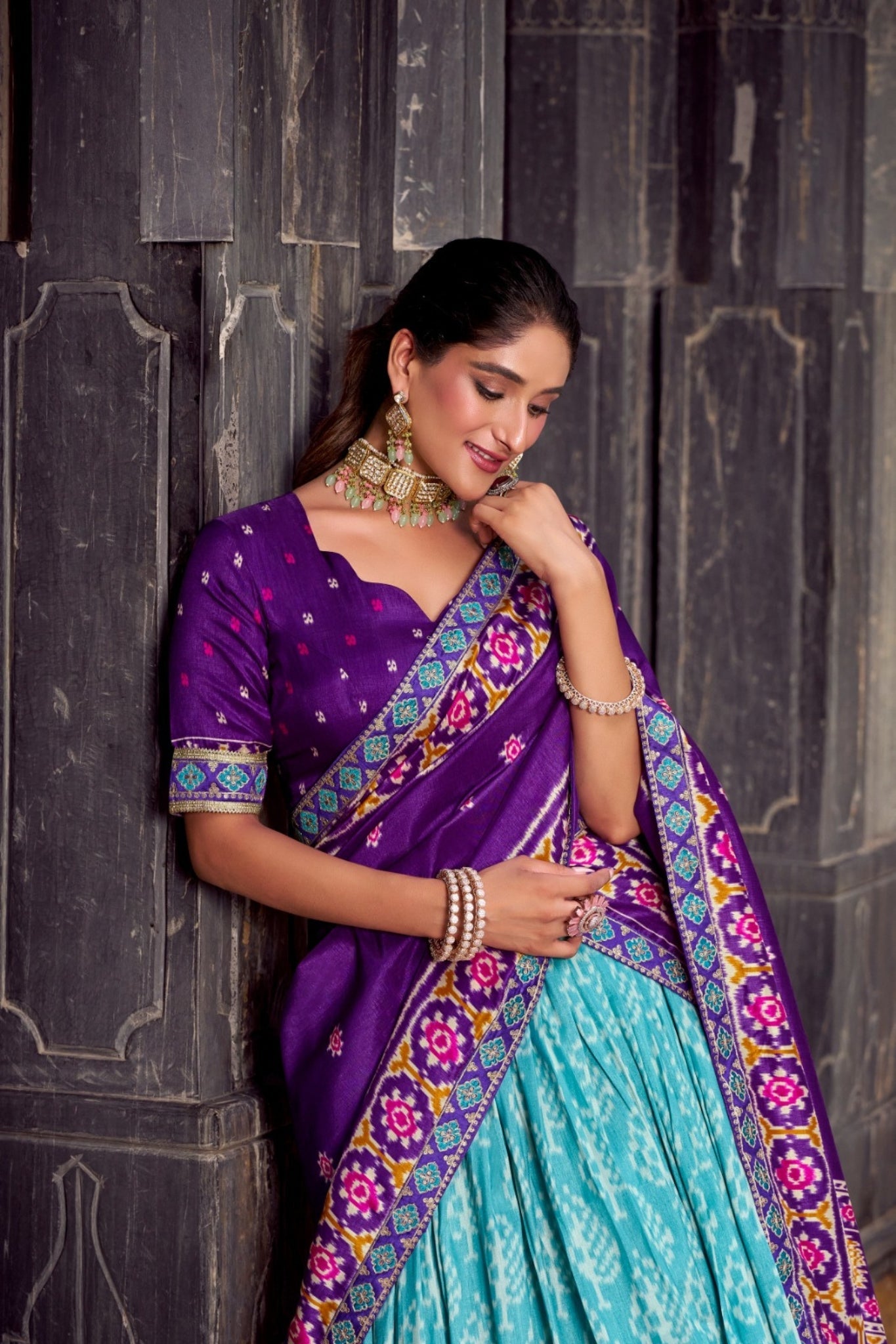 Traditional Ikkat Print Tussar Silk Designer Lehenga Choli - ETHNICDEAL