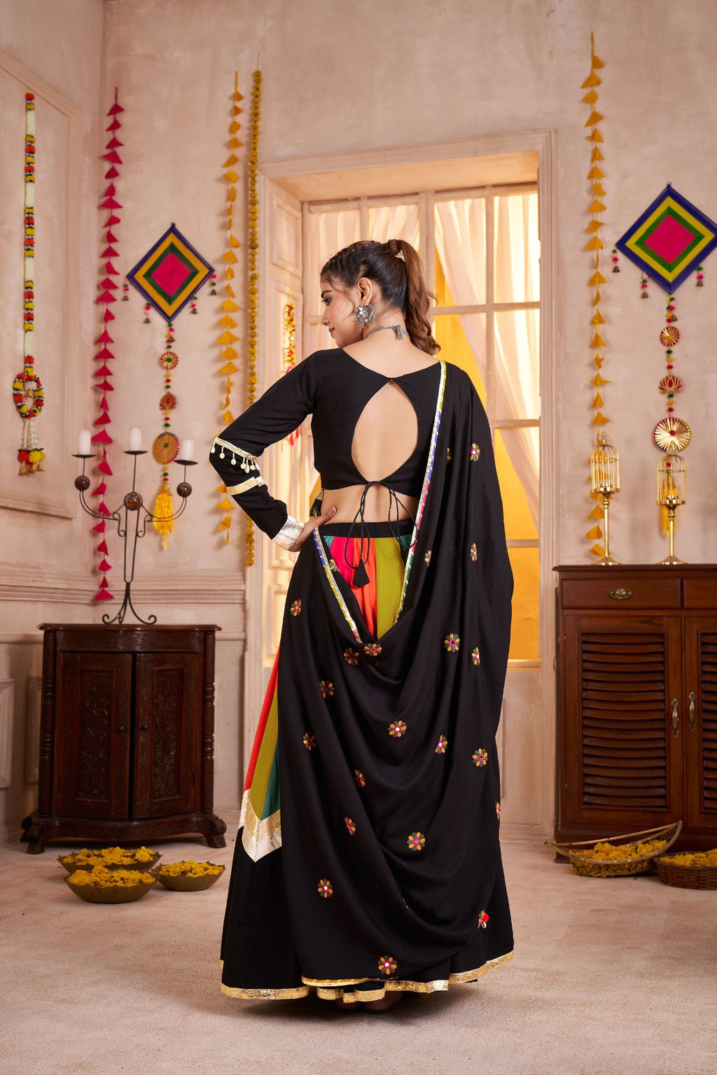 Classic Designer Viscose Cotton Traditional Navratri Lehenga Choli - ETHNICDEAL