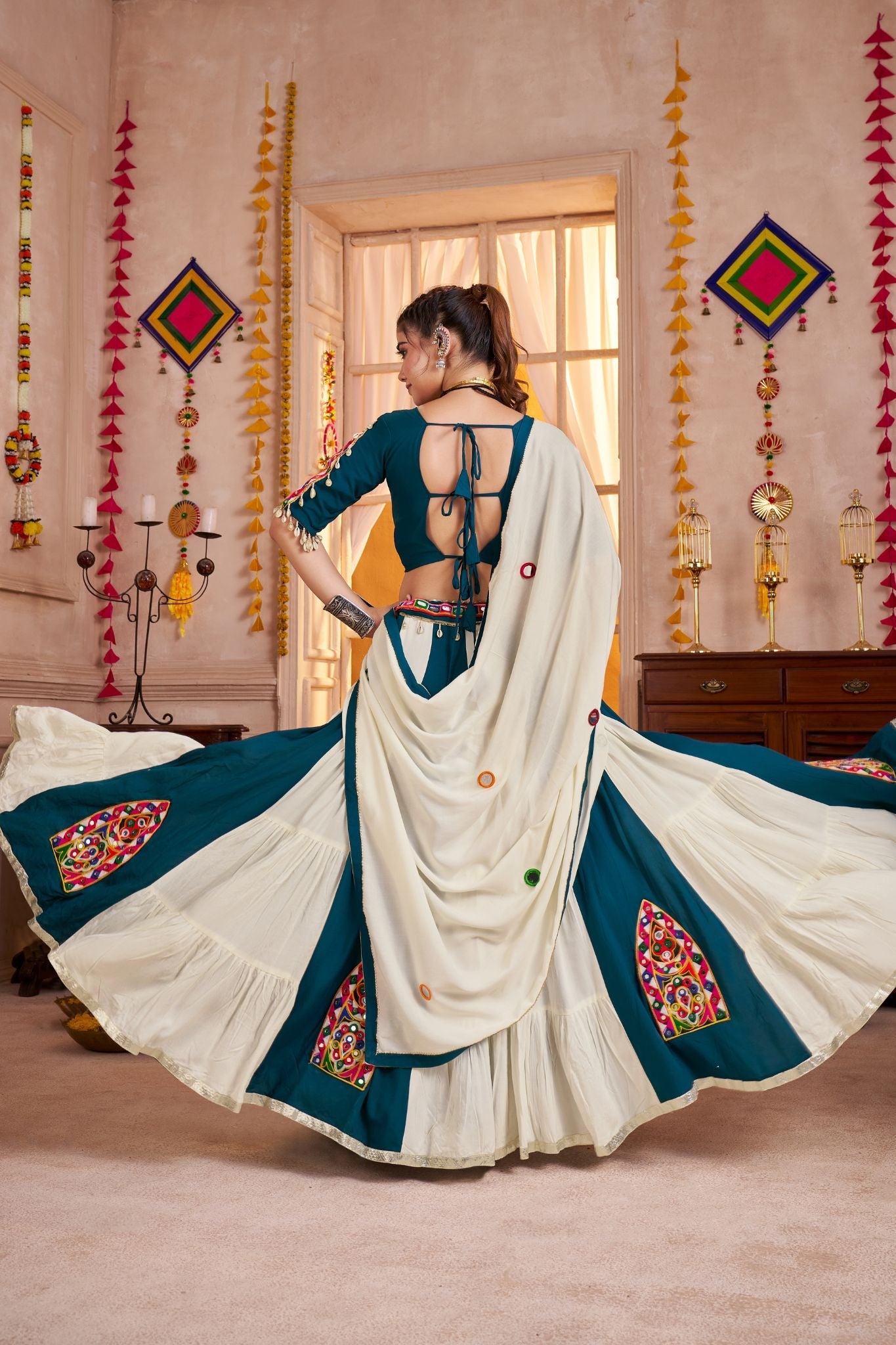 Multi Color Kutchi Patch Work Designer Navratri Lehenga Choli - ETHNICDEAL