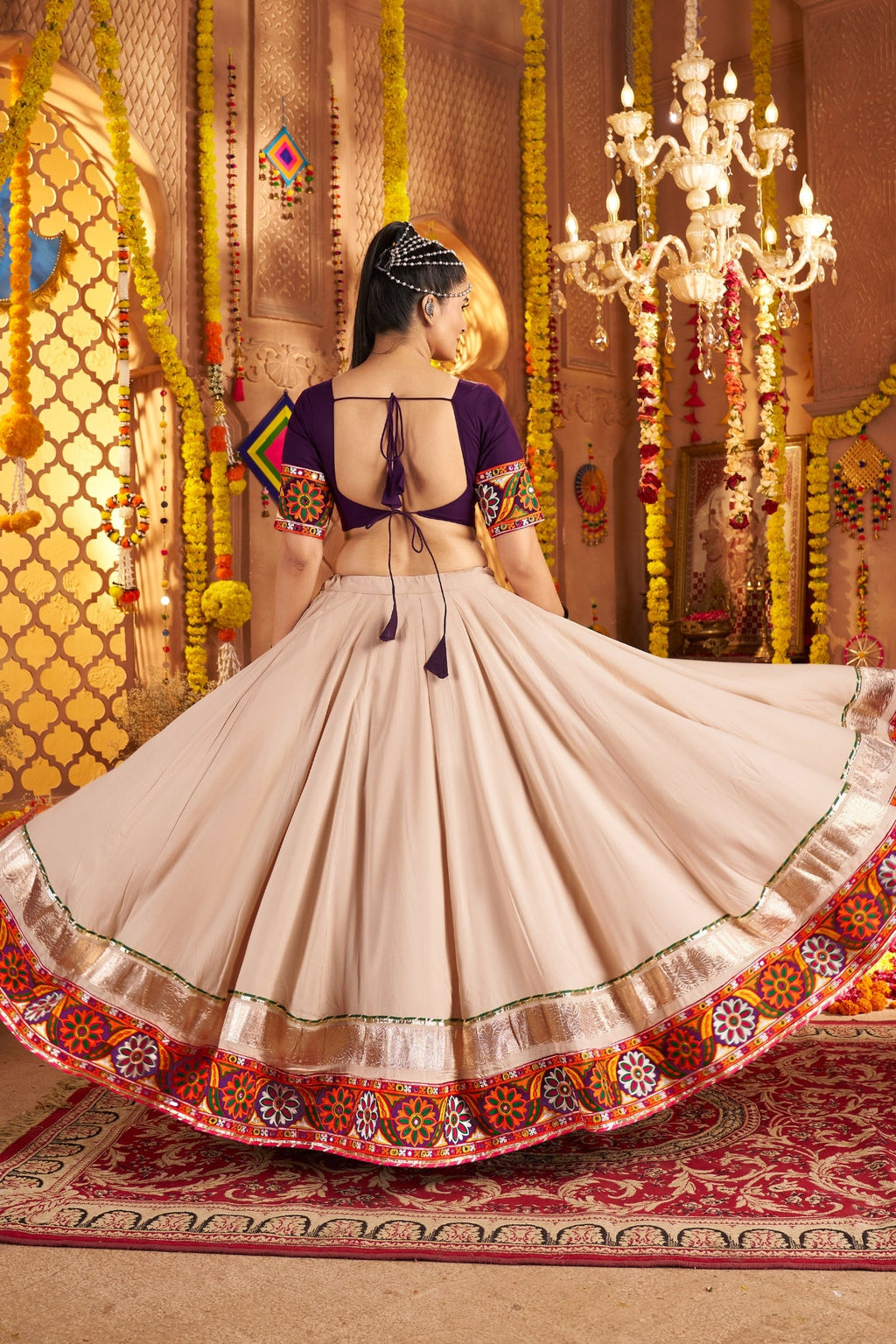 Stunning Navratri Designer Viscose Rayon Embroidered With Mirror Work Traditional Lehenga Choli - ETHNICDEAL
