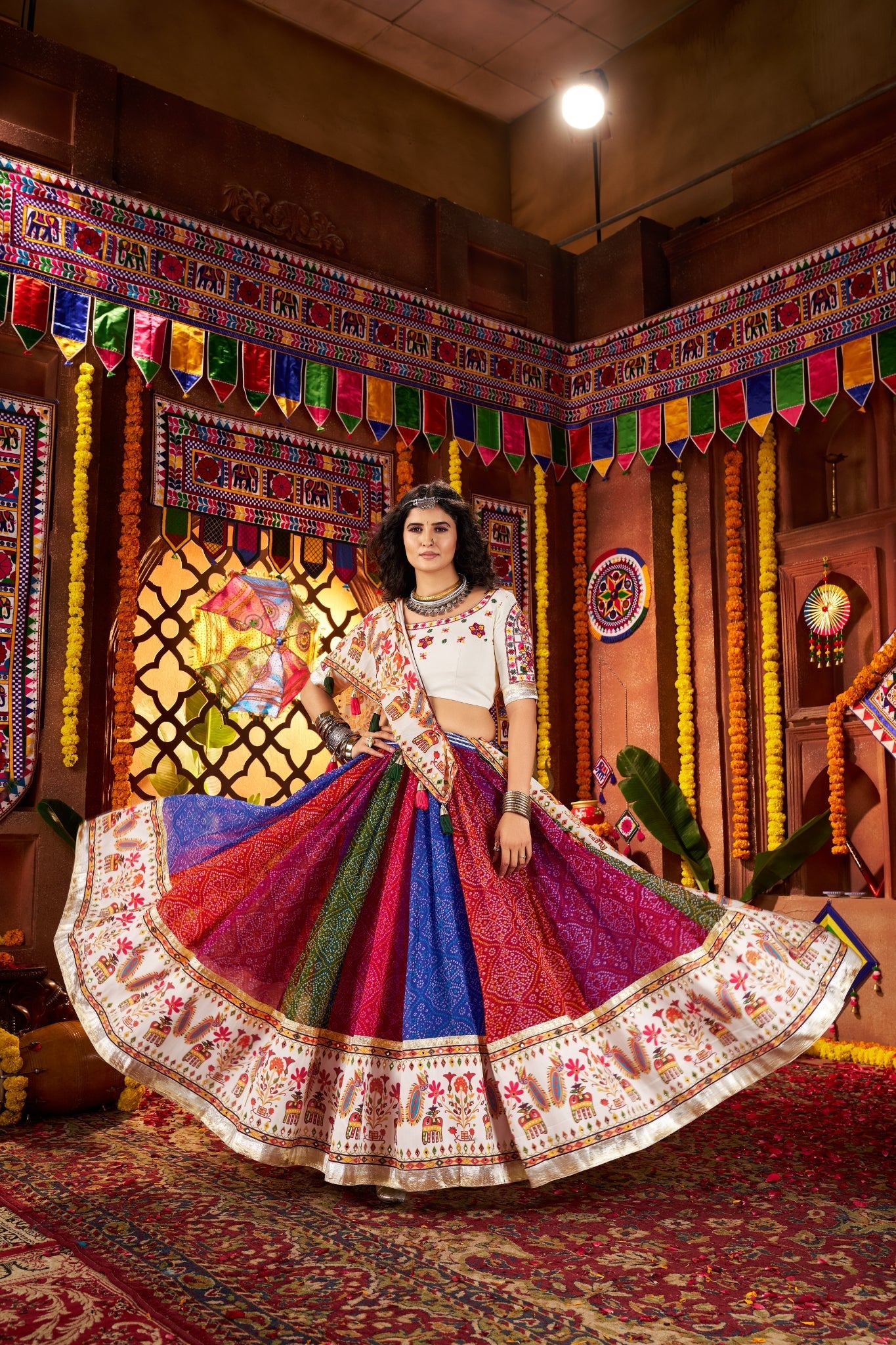 Multi Color Traditional Designer Navratri Special Lehenga Choli