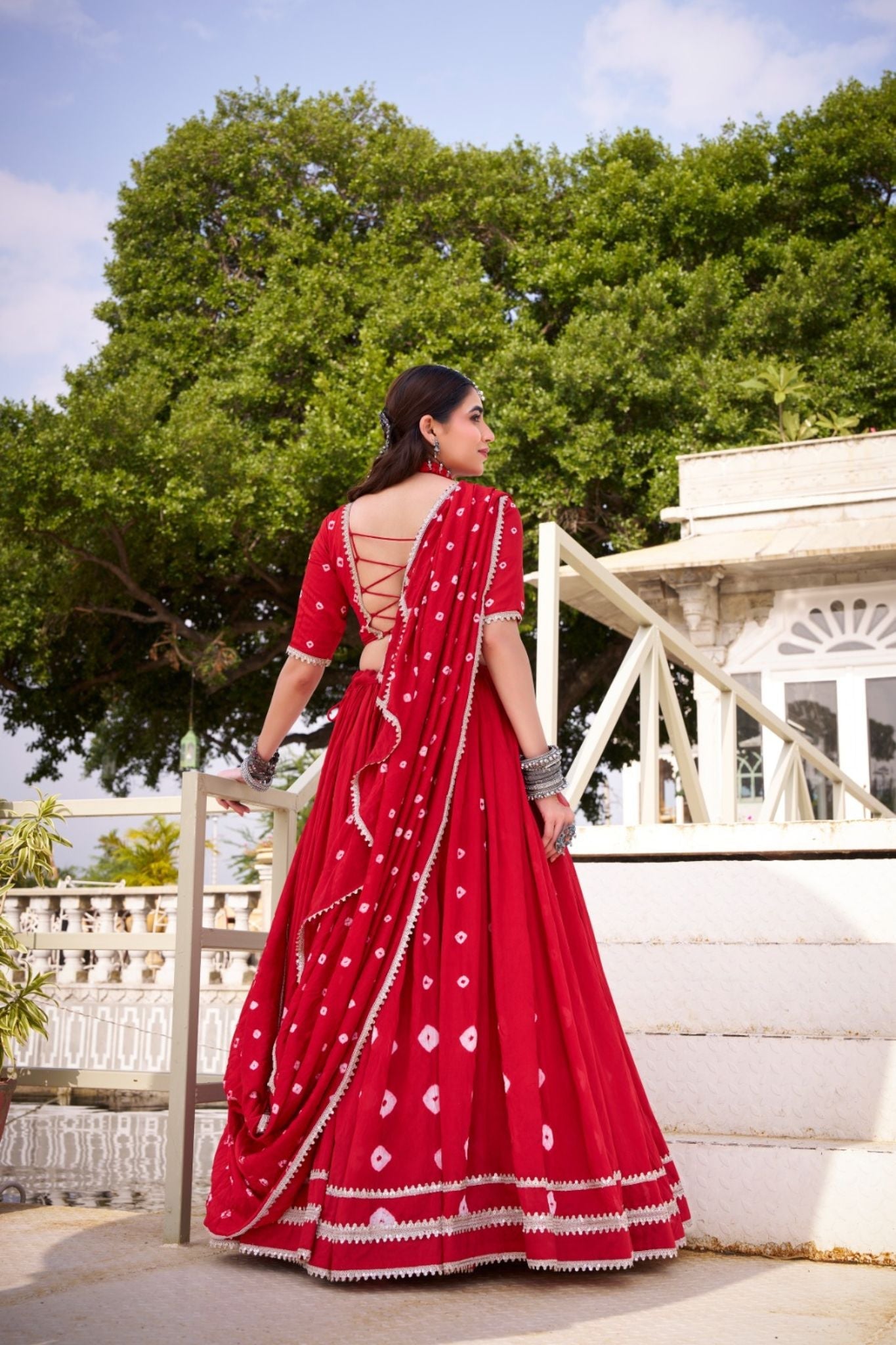 Traditional Bandhej Print Pure Chanderi Beautiful lehenga Choli - ETHNICDEAL