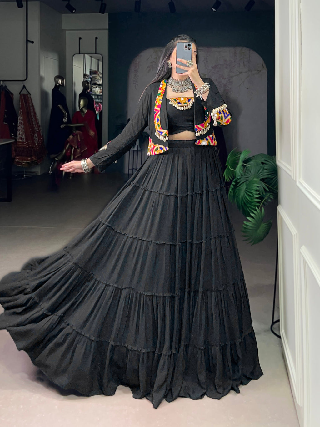 Magnificent Pure Rayon Navratri Lehenga Choli – Elegant Traditional Garba & Dandiya Outfit - ETHNICDEAL