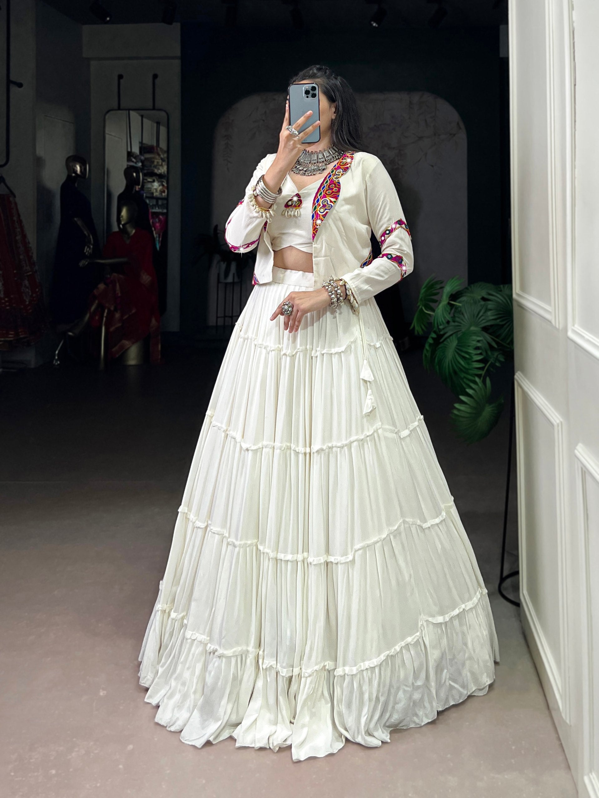 Magnificent Pure Rayon Navratri Lehenga Choli – Elegant Traditional Garba & Dandiya Outfit - ETHNICDEAL