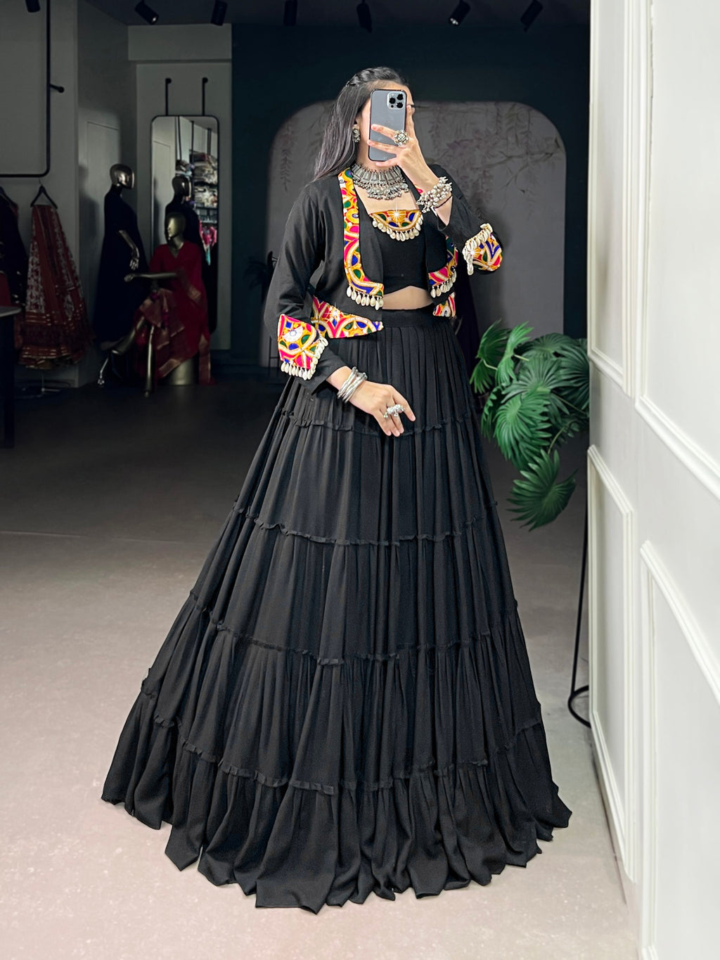 Magnificent Pure Rayon Navratri Lehenga Choli – Elegant Traditional Garba & Dandiya Outfit - ETHNICDEAL