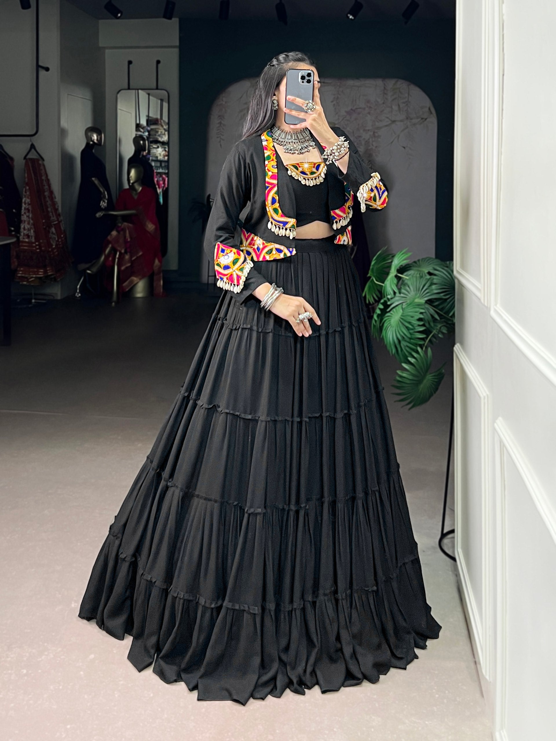 Magnificent Pure Rayon Navratri Lehenga Choli – Elegant Traditional Garba & Dandiya Outfit - ETHNICDEAL