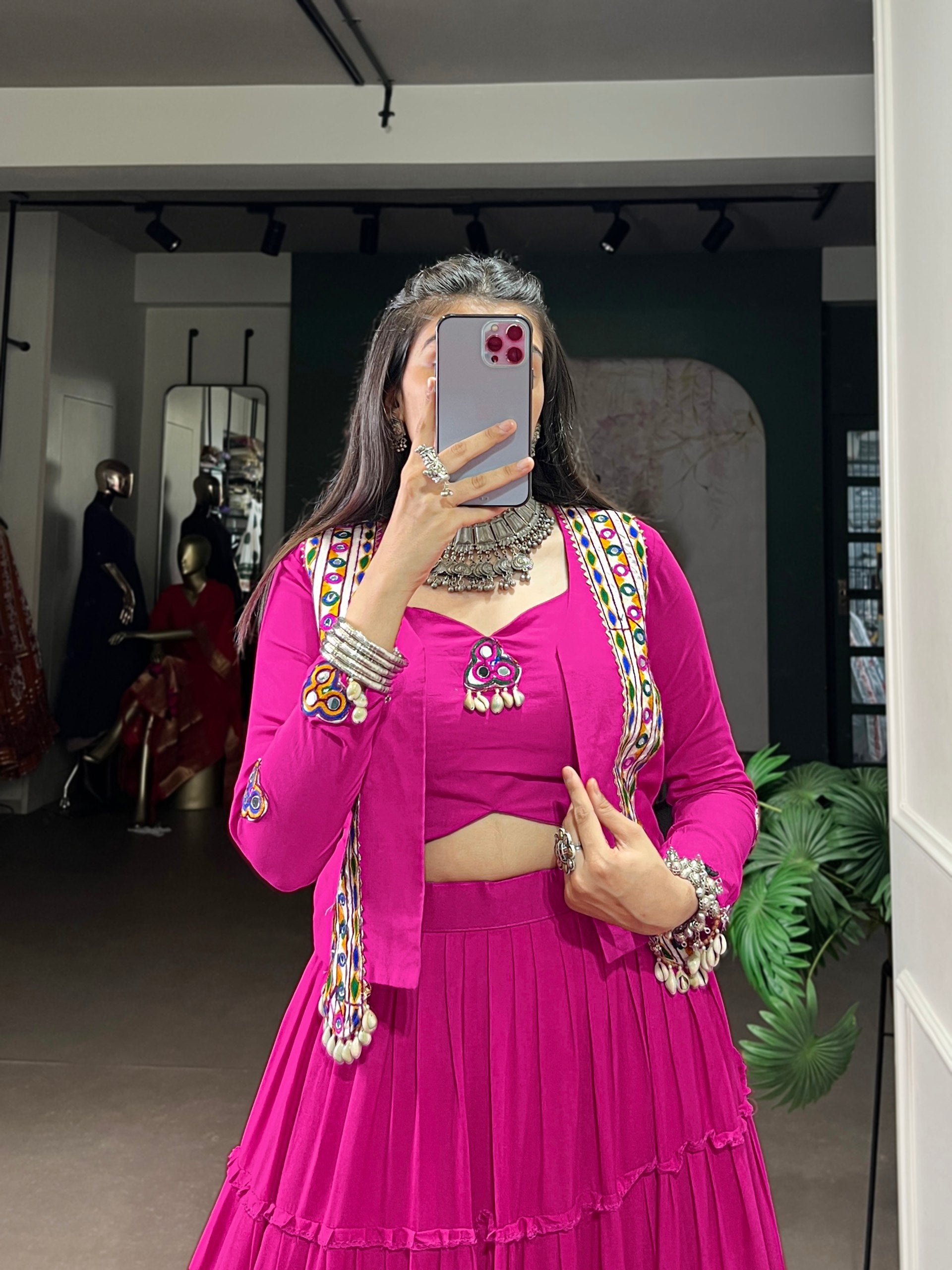 Magnificent Pure Rayon Navratri Lehenga Choli – Elegant Traditional Garba & Dandiya Outfit - ETHNICDEAL