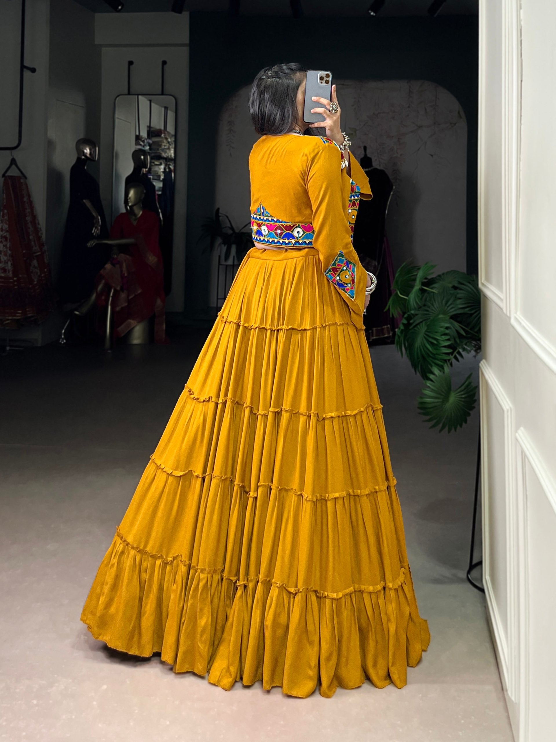 Magnificent Pure Rayon Navratri Lehenga Choli – Elegant Traditional Garba & Dandiya Outfit - ETHNICDEAL