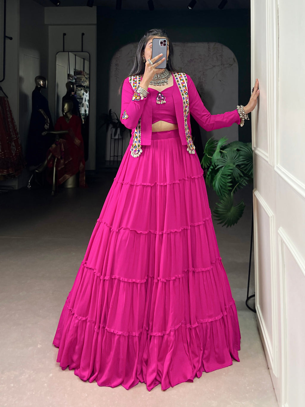 Magnificent Pure Rayon Navratri Lehenga Choli – Elegant Traditional Garba & Dandiya Outfit - ETHNICDEAL