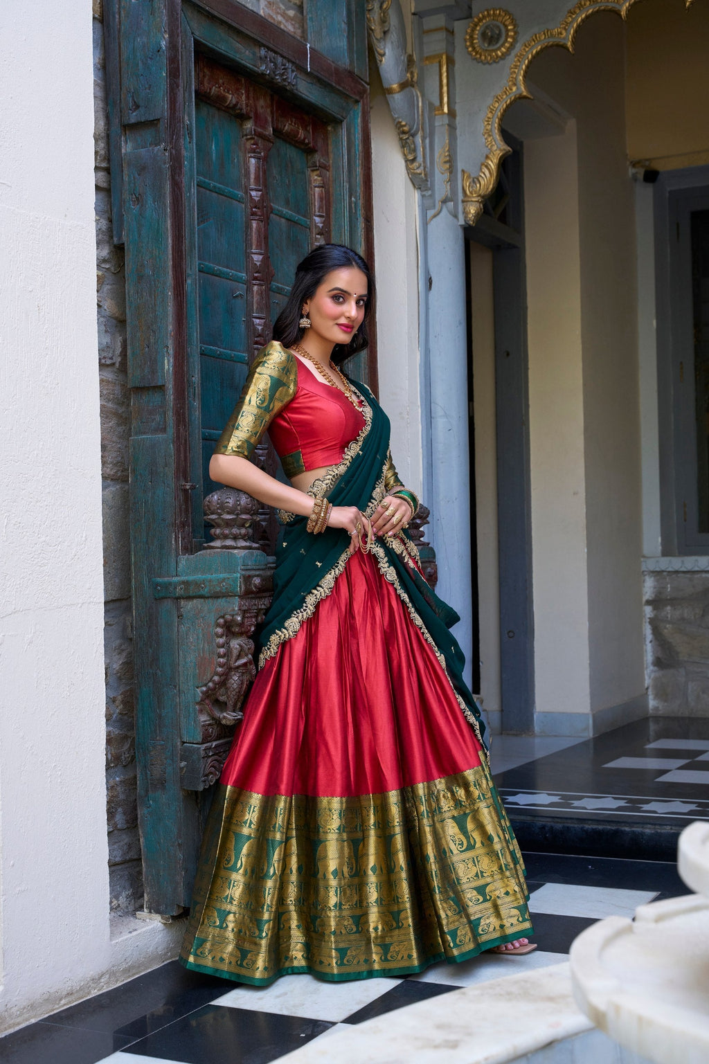 Adorable Narayan Pattu Zari Weaving Worked Lehenga Choli - ETHNICDEAL
