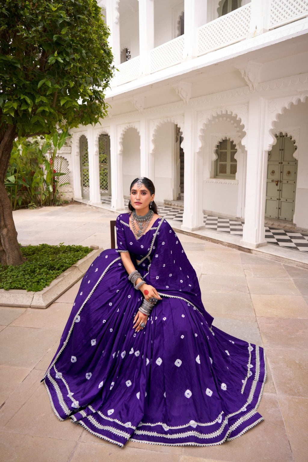 Traditional Bandhej Print Pure Chanderi Beautiful lehenga Choli - ETHNICDEAL
