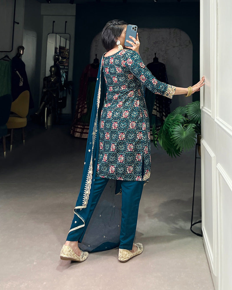 Rama Color Rayon Three Piece Kurti Suit - ETHNICDEAL