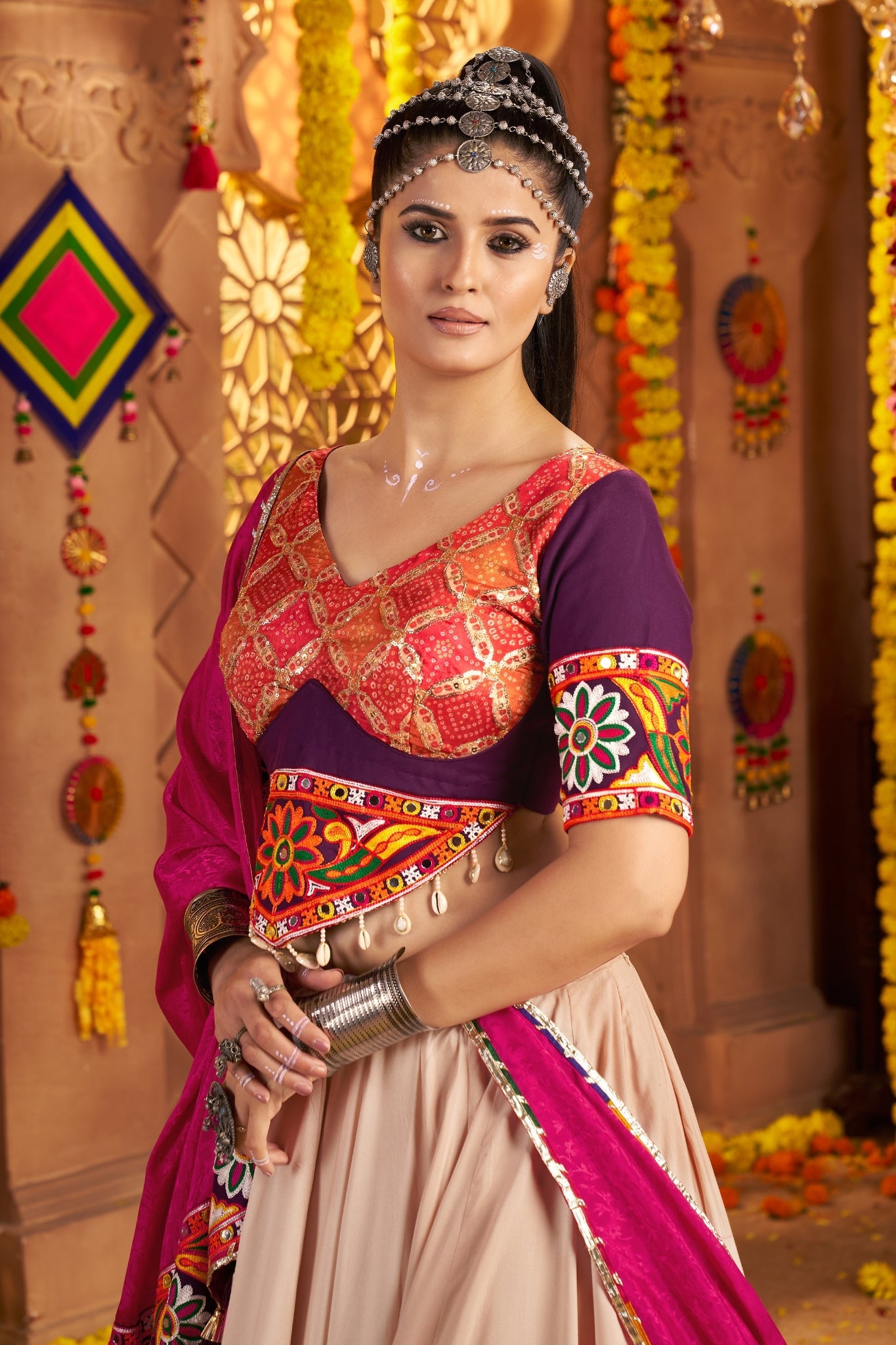Stunning Navratri Designer Viscose Rayon Embroidered With Mirror Work Traditional Lehenga Choli - ETHNICDEAL