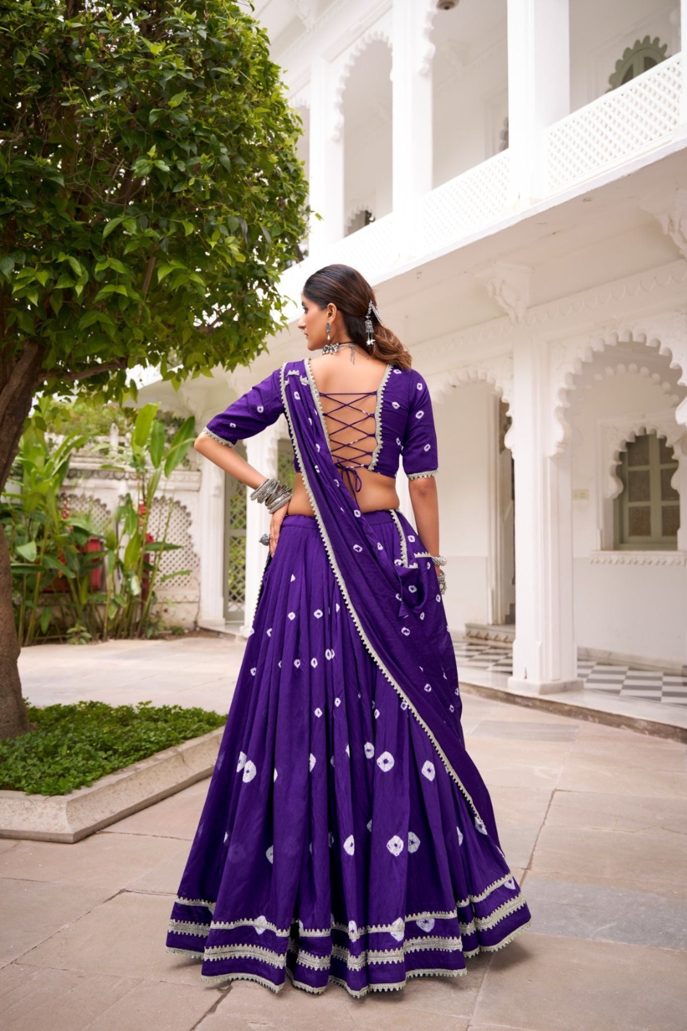 Traditional Bandhej Print Pure Chanderi Beautiful lehenga Choli - ETHNICDEAL