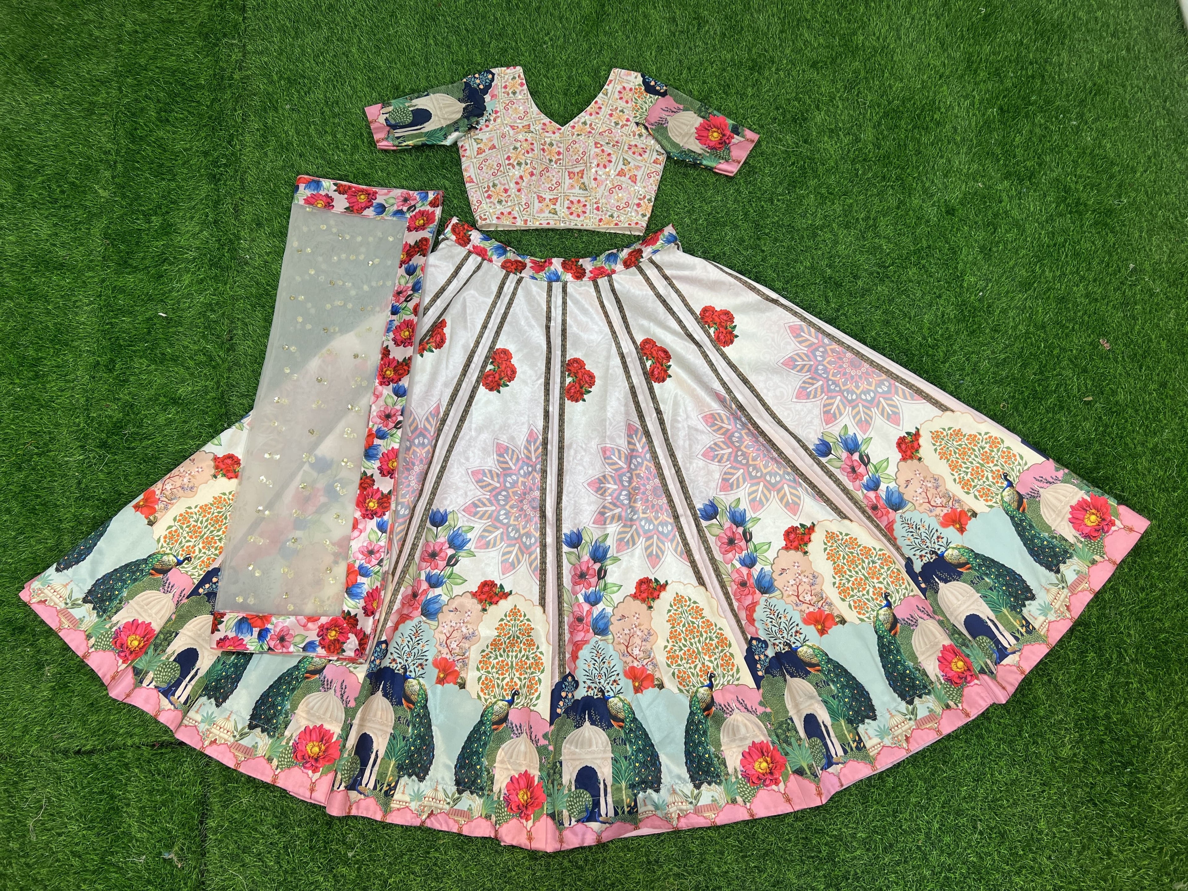Fabulous Floral Digital Printed Fully Stitched Lehenga Choli Set - Ethnicwish