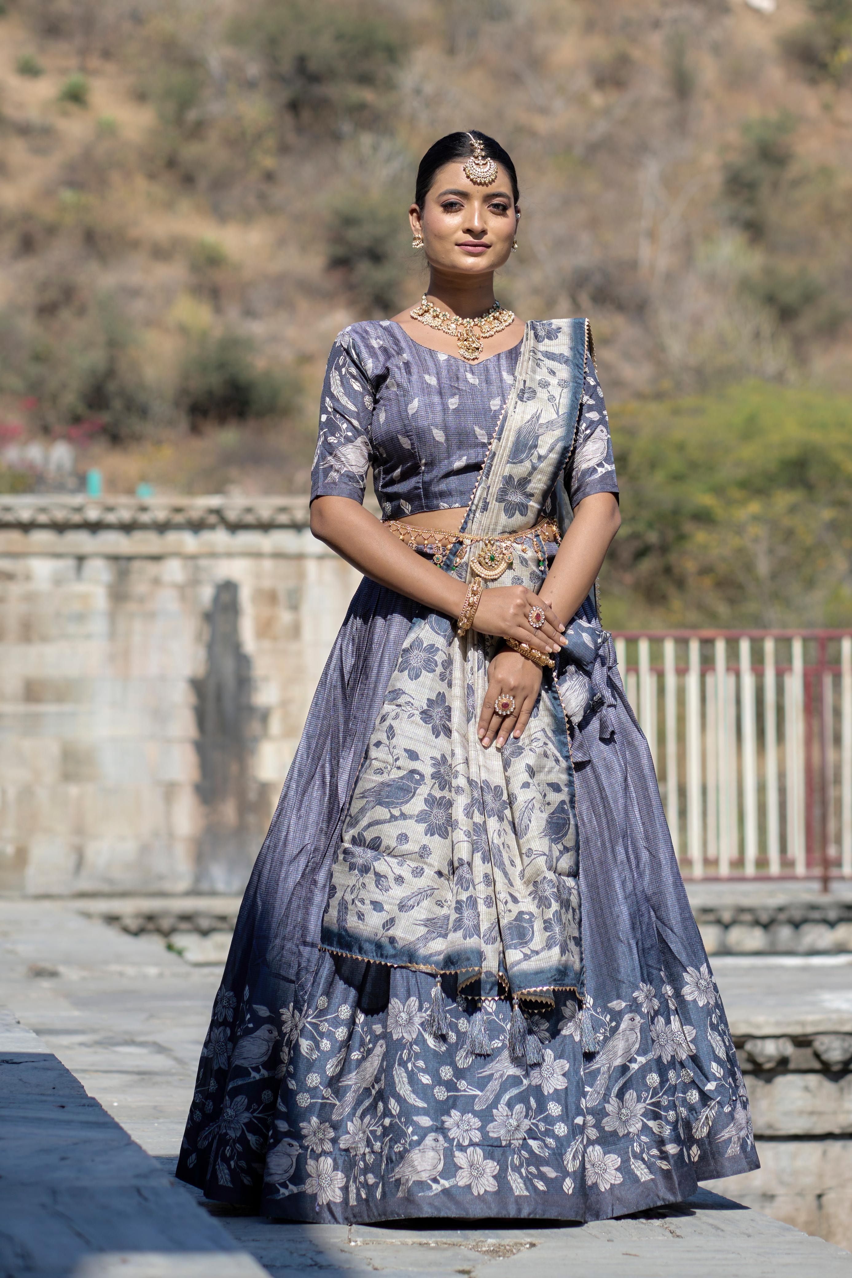 Stunning Pure Manipuri Silk Printed Lehenga Choli Set - Ethnicwish