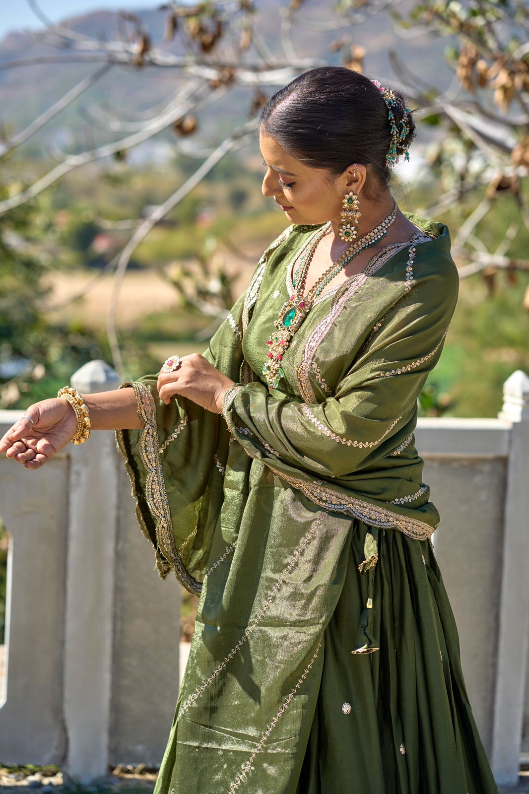 Elegant Chinon Thread Zari Embroidered Lehenga Choli Set - Ethnicwish