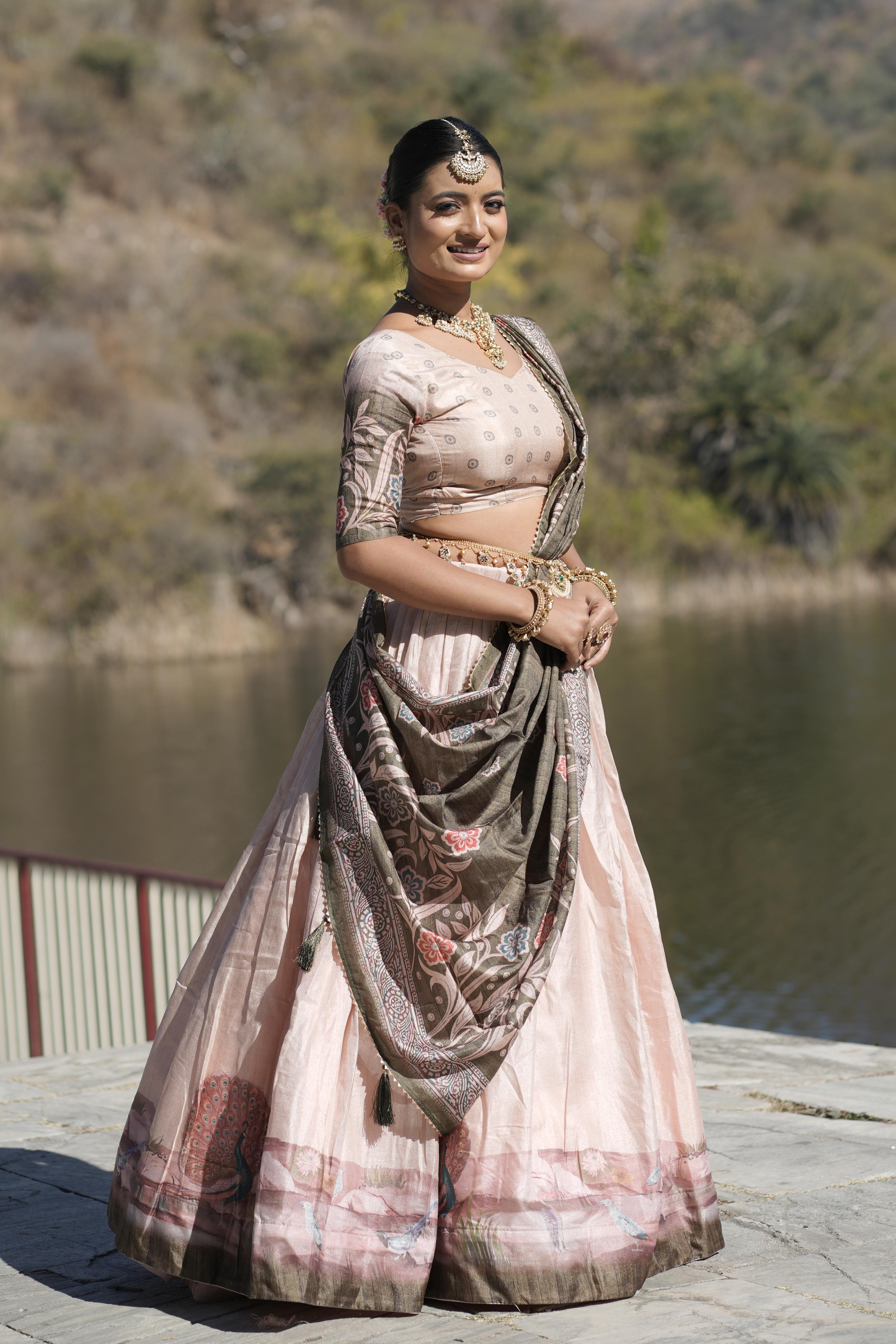 Graceful Pure Manipuri Silk Printed Designer Lehenga Choli Set - Ethnicwish
