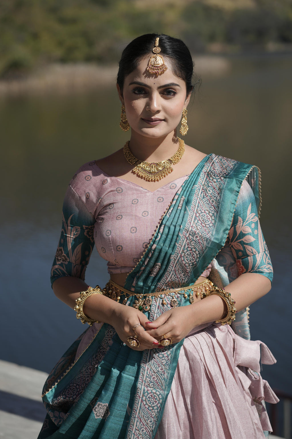 Graceful Pure Manipuri Silk Printed Designer Lehenga Choli Set - Ethnicwish