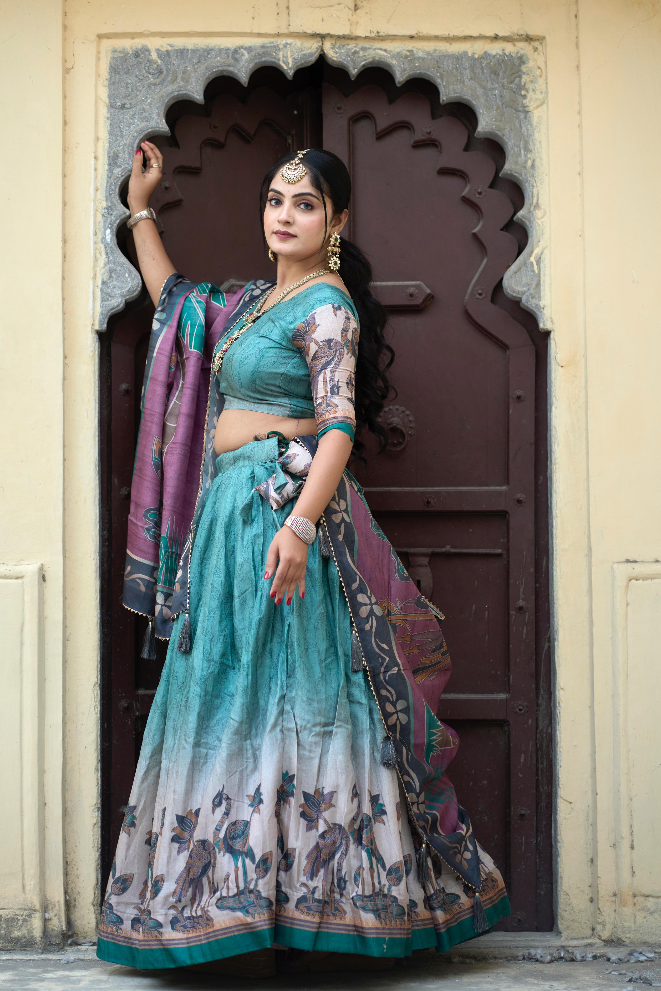 Breathtaking Pure Manipuri Silk Printed Designer Lehenga Choli - Ethnicwish