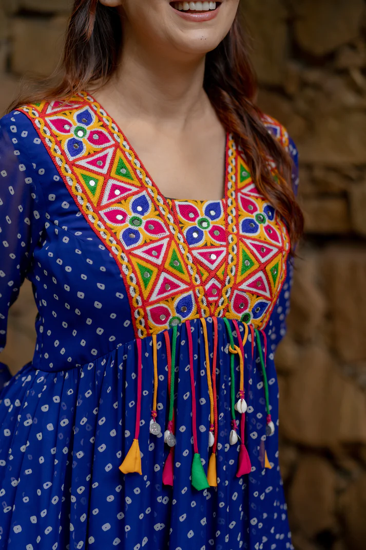 Navratri Special Blue Georgette Fancy Fully Flared Gown