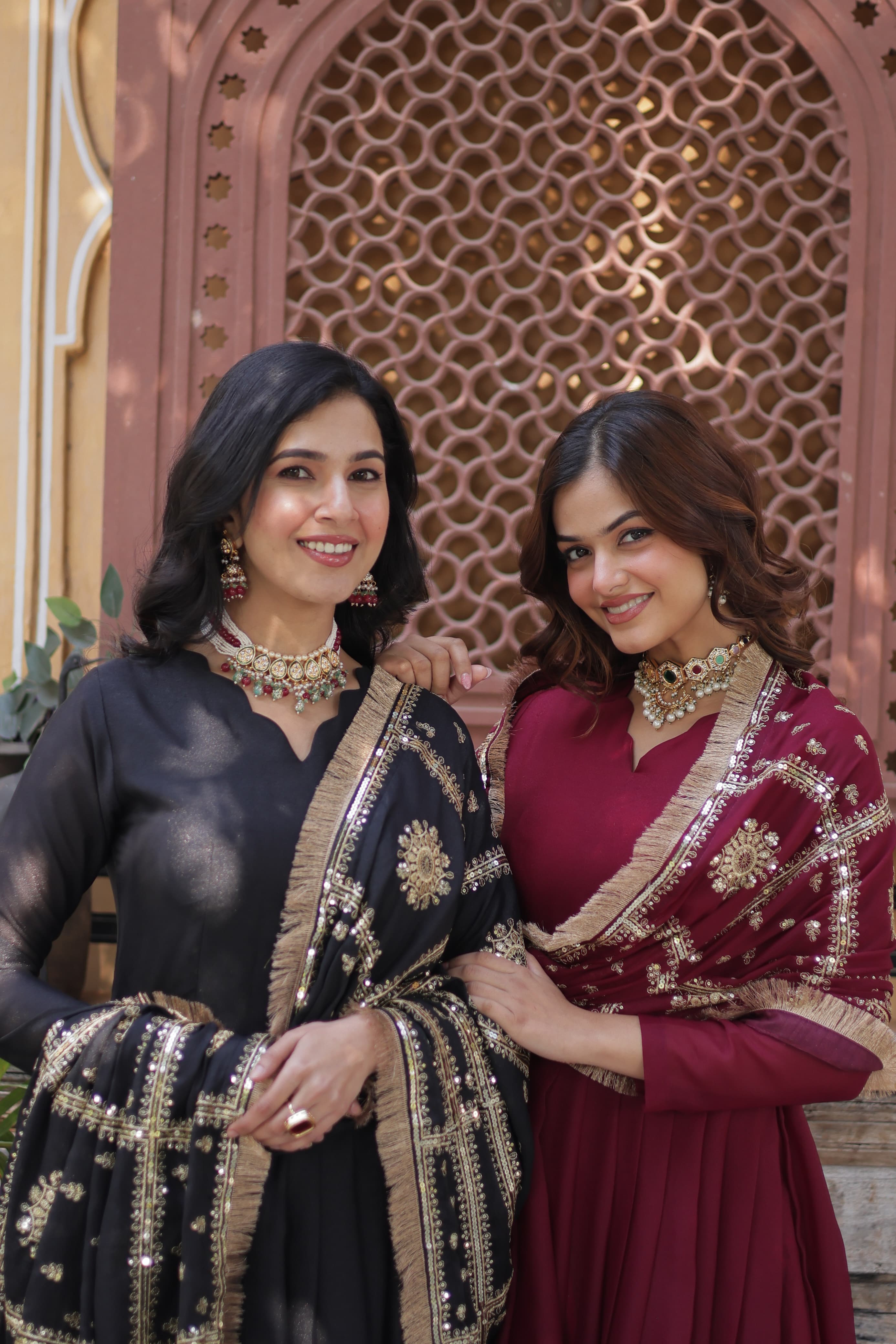 Lovely Georgette Embroidered Zari Sequins Worked Gown With Dupatta - Ethnicwish