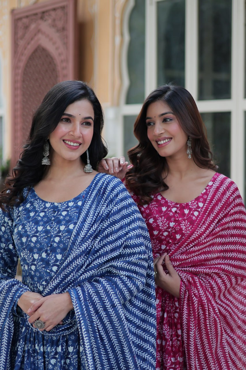 Elegant Pure Cotton Suit Set Full Sleeves With Matching Dupatta - ETHNICDEAL