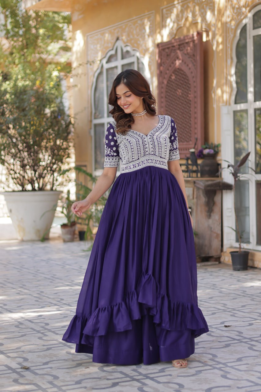 Elegant Star Georgette Lehenga Kurti Set – Fusion of Grace & Glamour - ETHNICDEAL