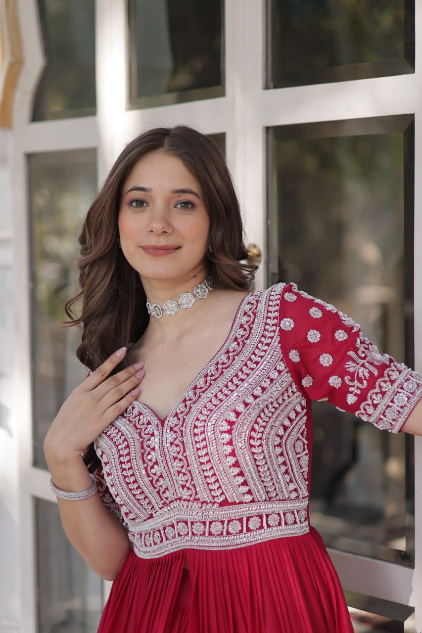 Elegant Star Georgette Lehenga Kurti Set – Fusion of Grace & Glamour - ETHNICDEAL