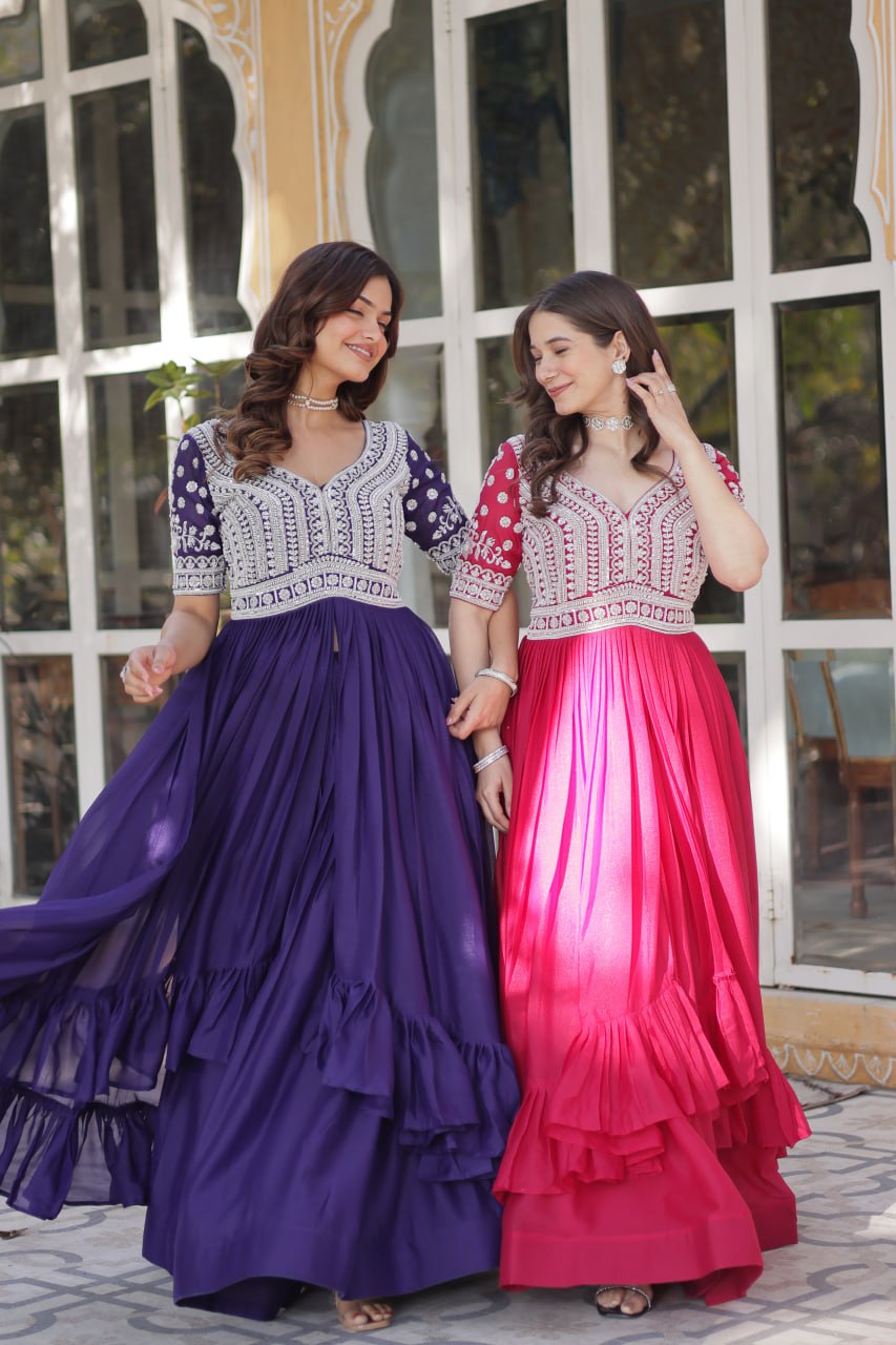 Elegant Star Georgette Lehenga Kurti Set – Fusion of Grace & Glamour - ETHNICDEAL