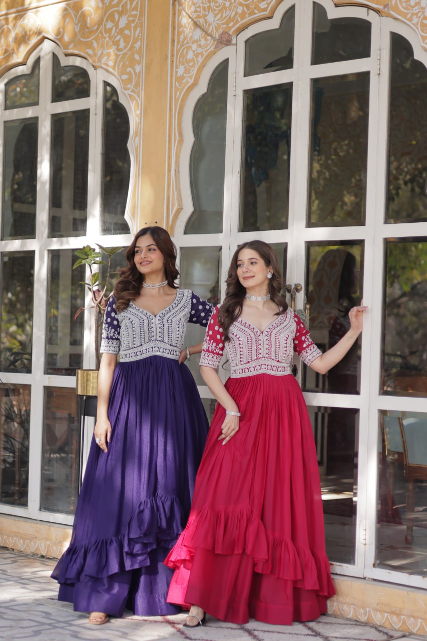 Elegant Star Georgette Lehenga Kurti Set – Fusion of Grace & Glamour - ETHNICDEAL