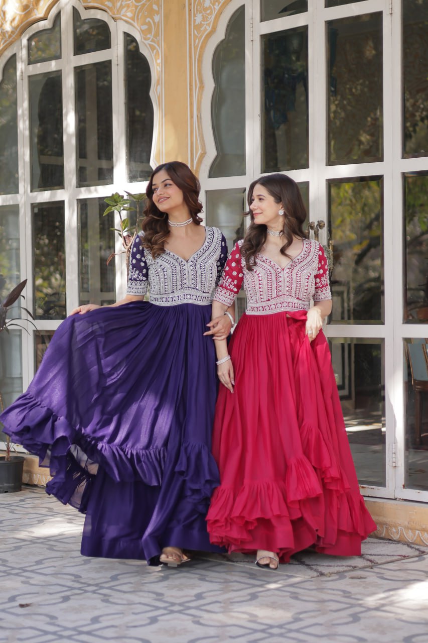 Elegant Star Georgette Lehenga Kurti Set – Fusion of Grace & Glamour - ETHNICDEAL