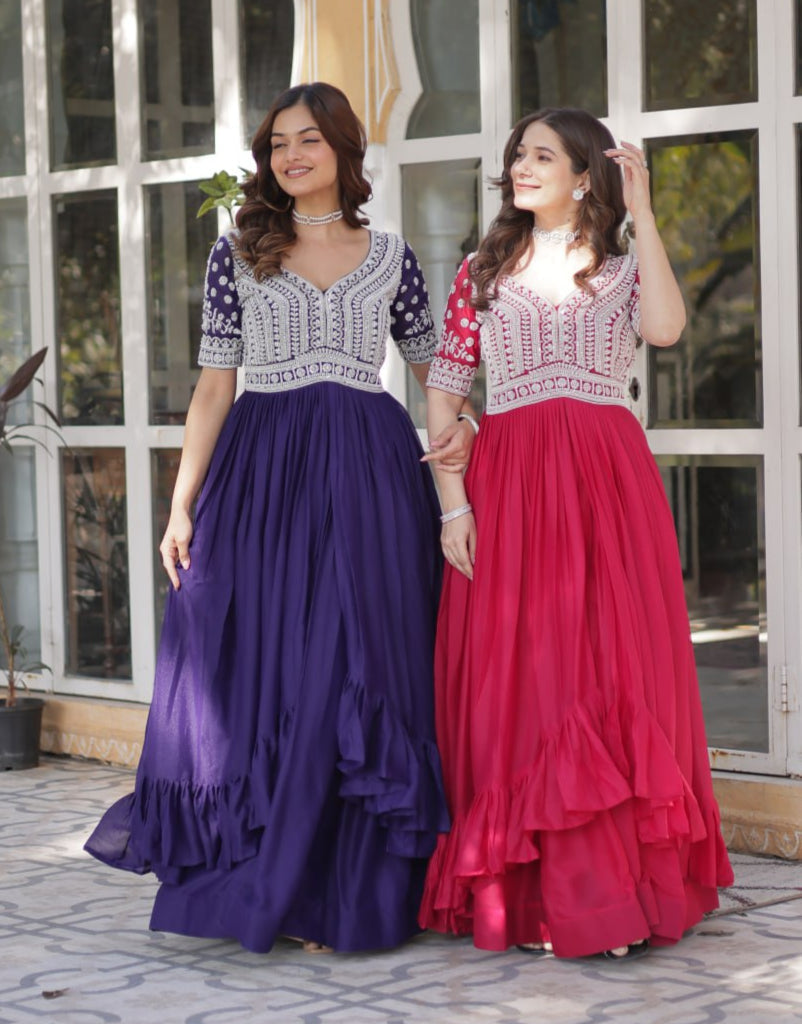 Elegant Star Georgette Lehenga Kurti Set – Fusion of Grace & Glamour - ETHNICDEAL