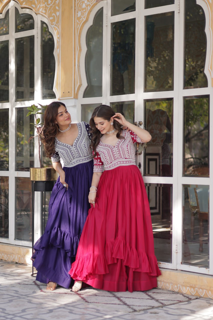 Elegant Star Georgette Lehenga Kurti Set – Fusion of Grace & Glamour - ETHNICDEAL