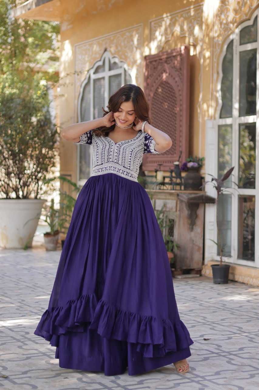 Elegant Star Georgette Lehenga Kurti Set – Fusion of Grace & Glamour - ETHNICDEAL