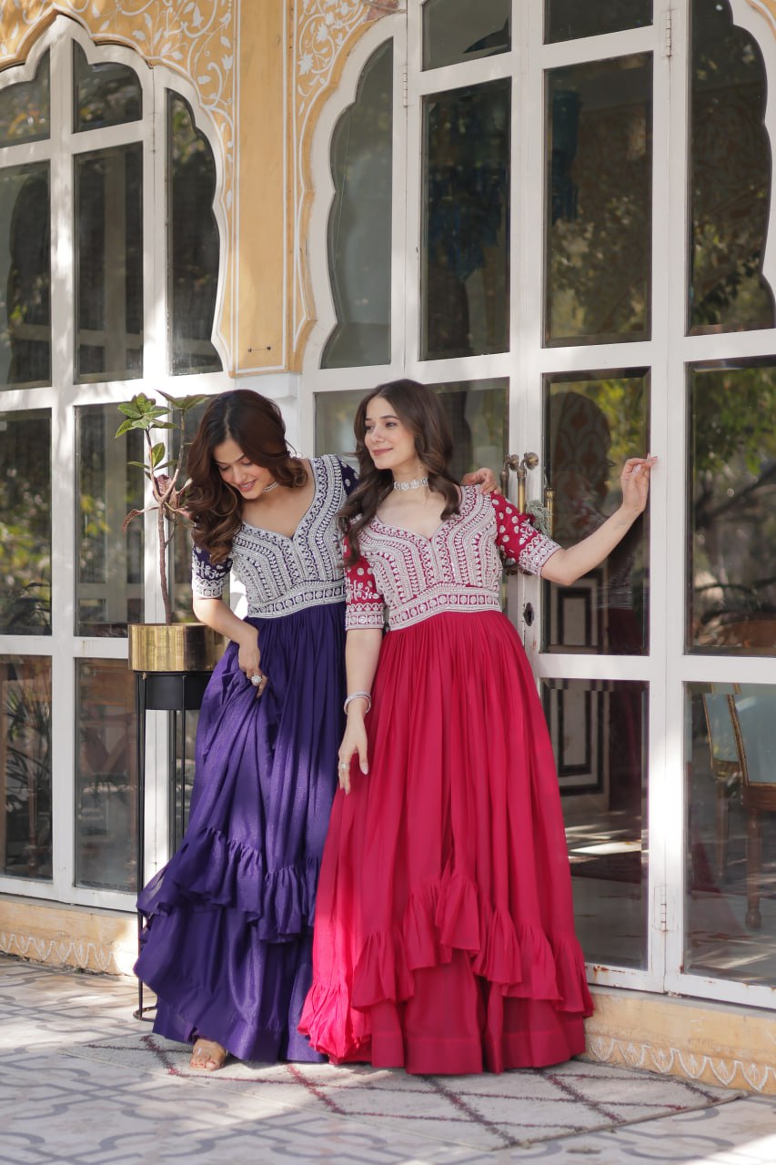 Elegant Star Georgette Lehenga Kurti Set – Fusion of Grace & Glamour - ETHNICDEAL