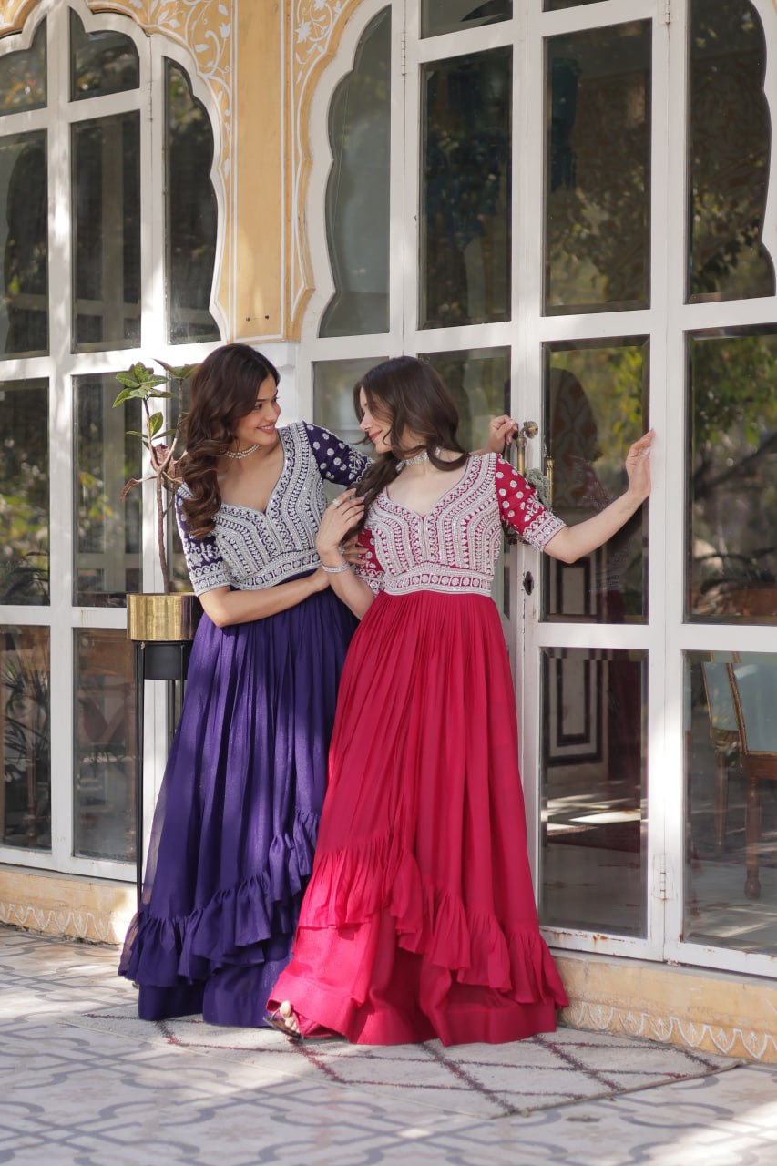 Elegant Star Georgette Lehenga Kurti Set – Fusion of Grace & Glamour - ETHNICDEAL