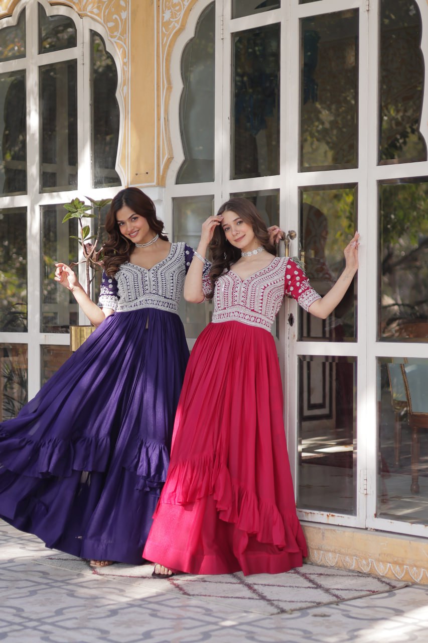 Elegant Star Georgette Lehenga Kurti Set – Fusion of Grace & Glamour - ETHNICDEAL